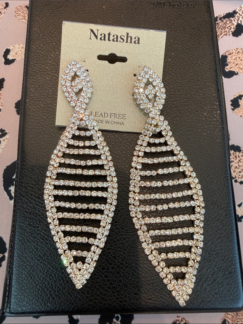 Natasha Couture Crystal Drop Earrings - Sparkling Gold Tone
